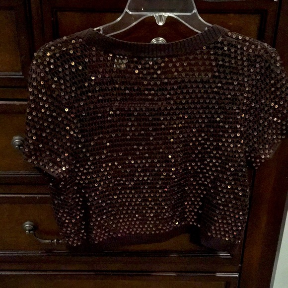 Sparkly rich chocolate brown sequined shrug - Picture 3 of 7